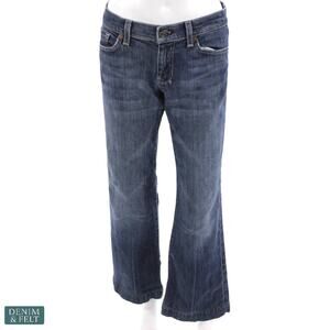 7 For All Mankind Dojo Flare Jeans Medium Wash Wide Leg Iconic Modern Denim Fit